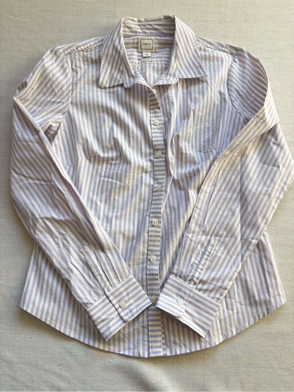 Anthropologie Maeve Striped Button Down Shirt White Purple Size S